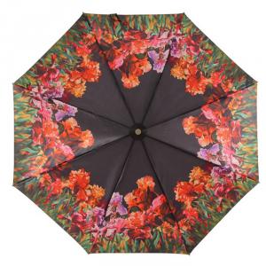Зонт полуавтомат 3 сложения Алые цветы
