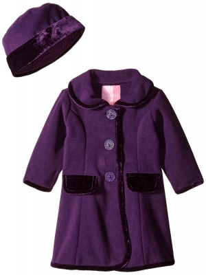 Пальто с шапкой демисезонное MARYANNE фиолетовое